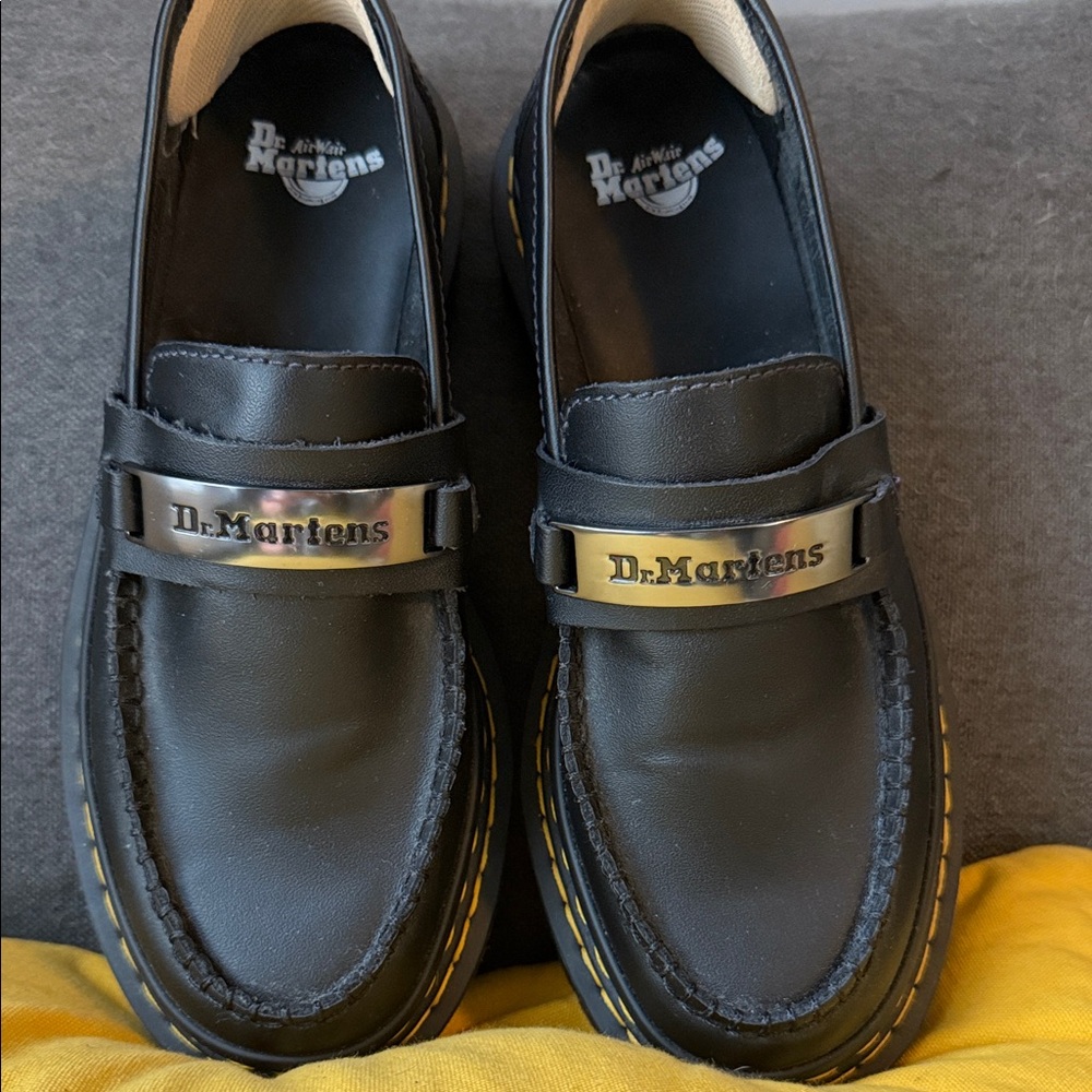 Dr. Martens Black Leather Loafers with silver Accent